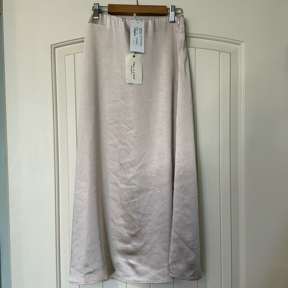 Champagne colored satin skirt